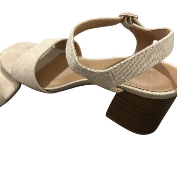 Old Navy Slingback Chunky Heel Sandal Shoes 10 Natural Beige New with Tags - Picture 10 of 13